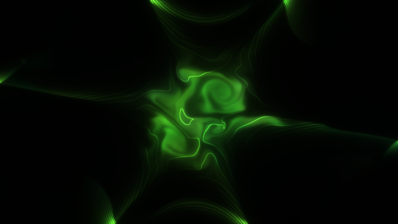 A luminous green ball of plasma in a black void, writhing, with glowing filaments and tendrils leaking out of it