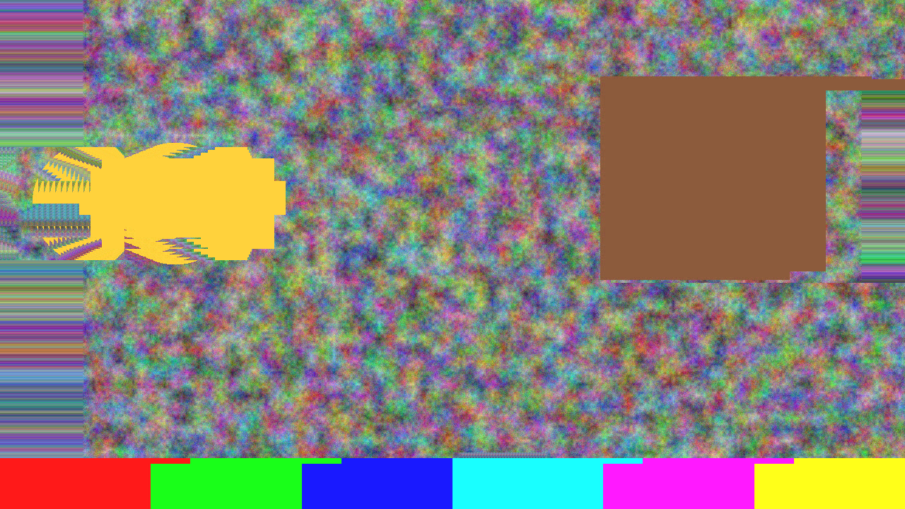 Sixty frames in, with Vector Hold at 30 and Vector Scale at 2: the disc drawn out into a long bloom to the left