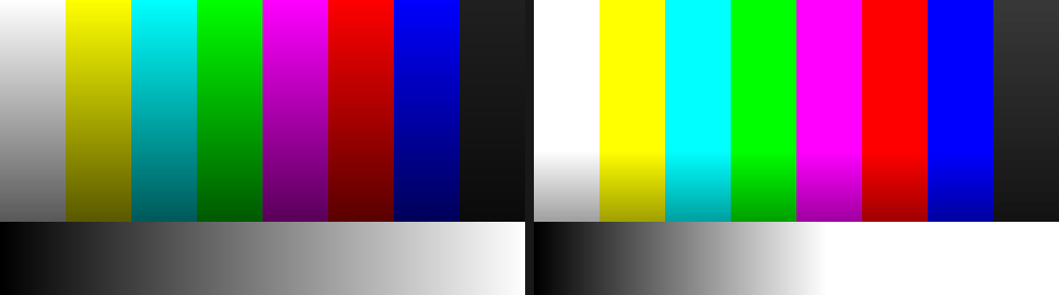 The Gain example at scale = 1.8 — note the grey wedge along the bottom clipping to white about halfway across, which is what a 1.8x gain should do.