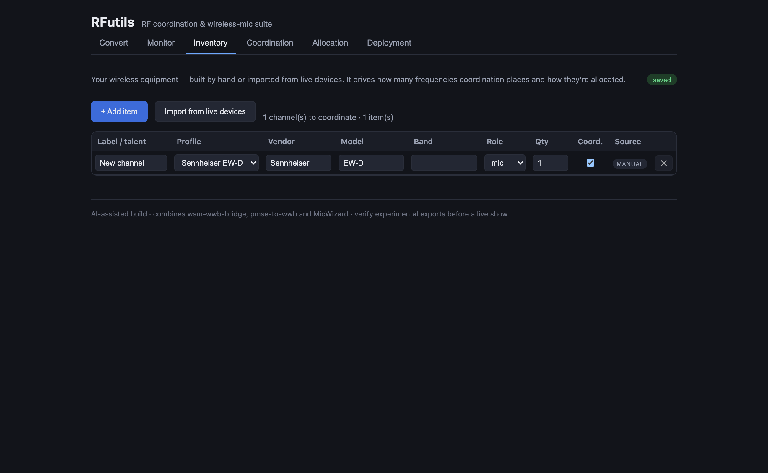 The Inventory tab.