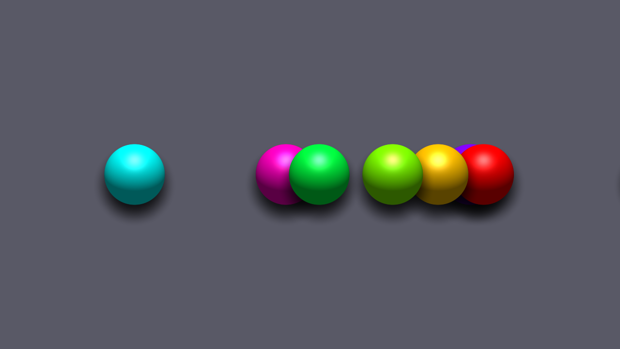 Shaded discs, each casting a soft shadow down onto the background and onto the disc it has slid over