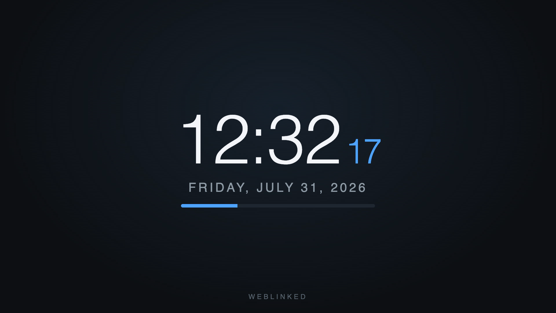 A clock page rendered to output.