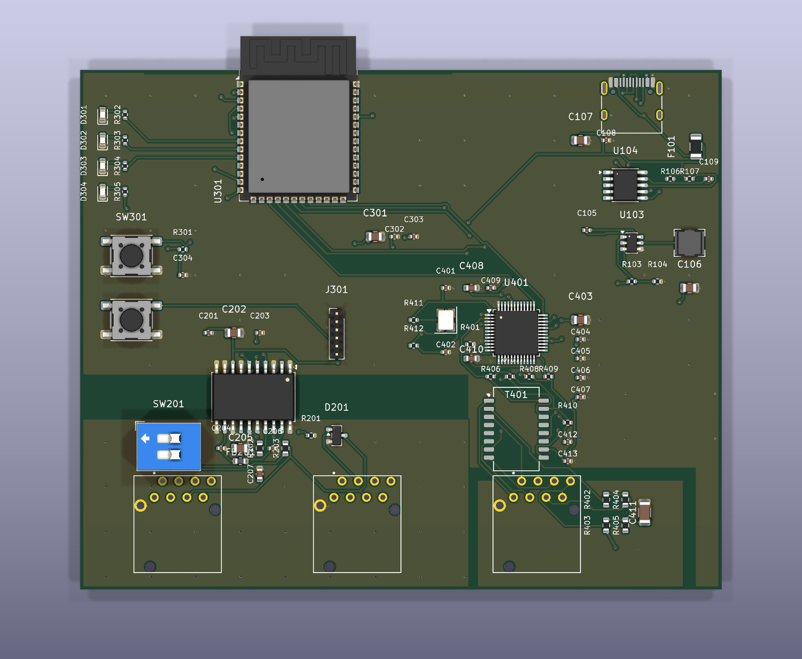 dbCANary rev A board, top view render