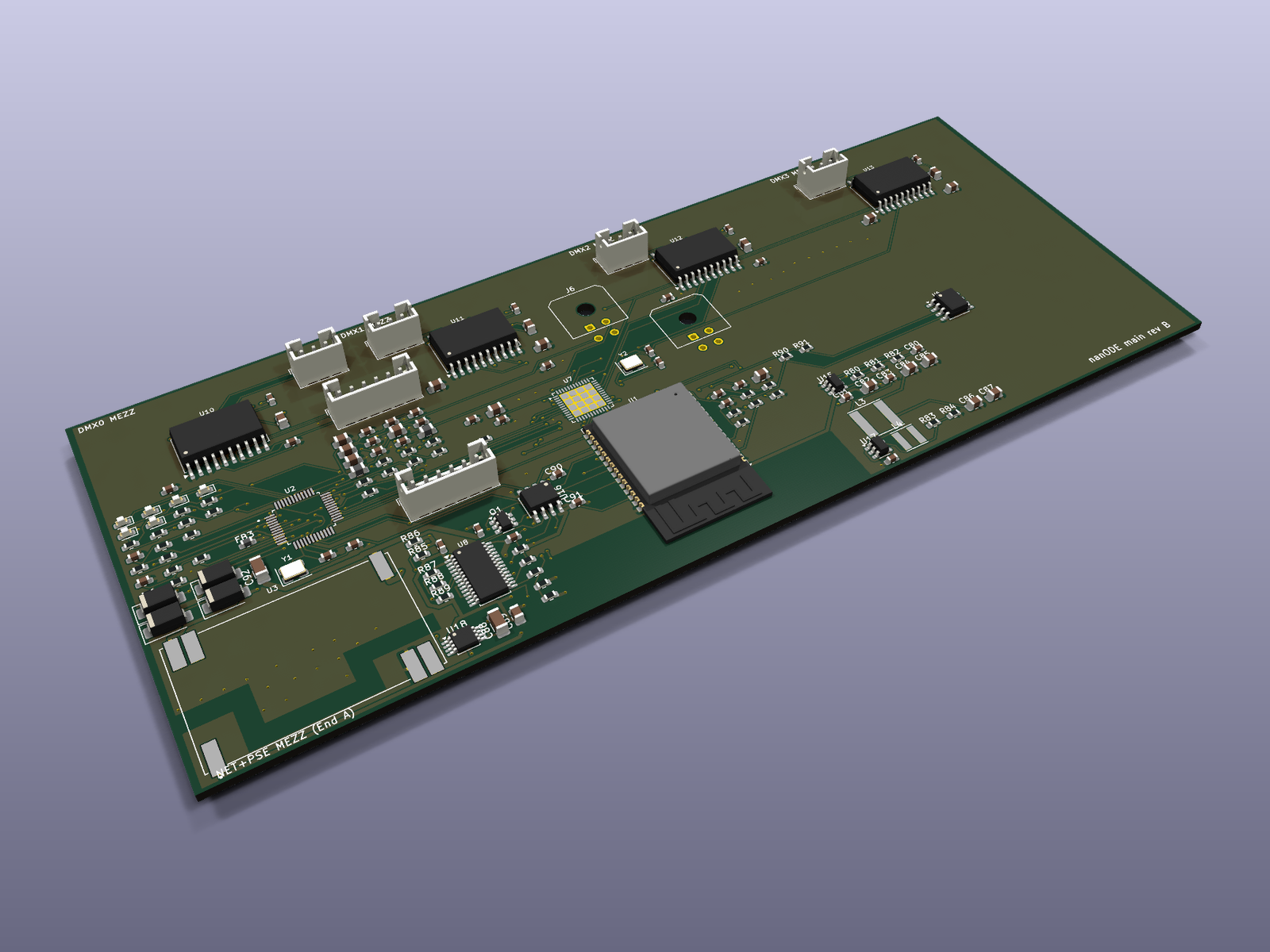 nanODE main board rev B, isometric render