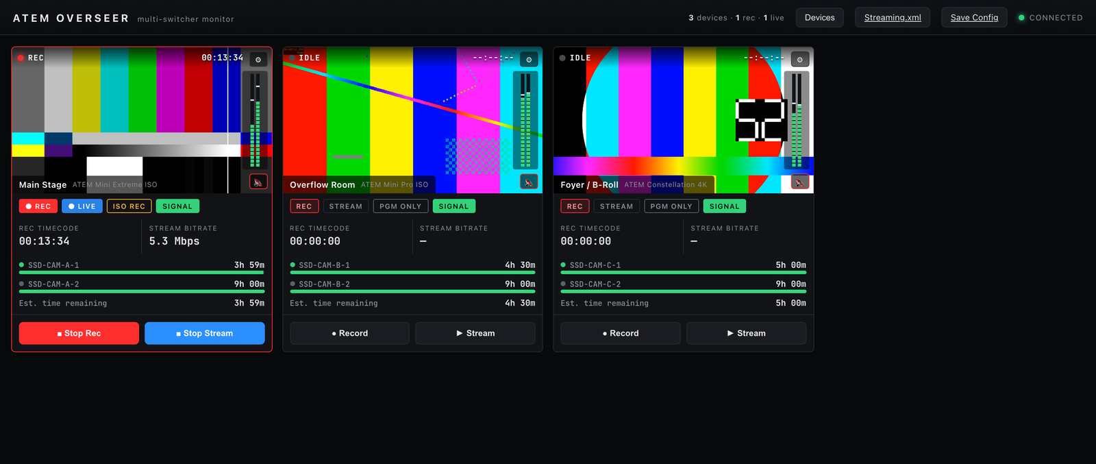 ATEM Overseer — ATEM fleet dashboard