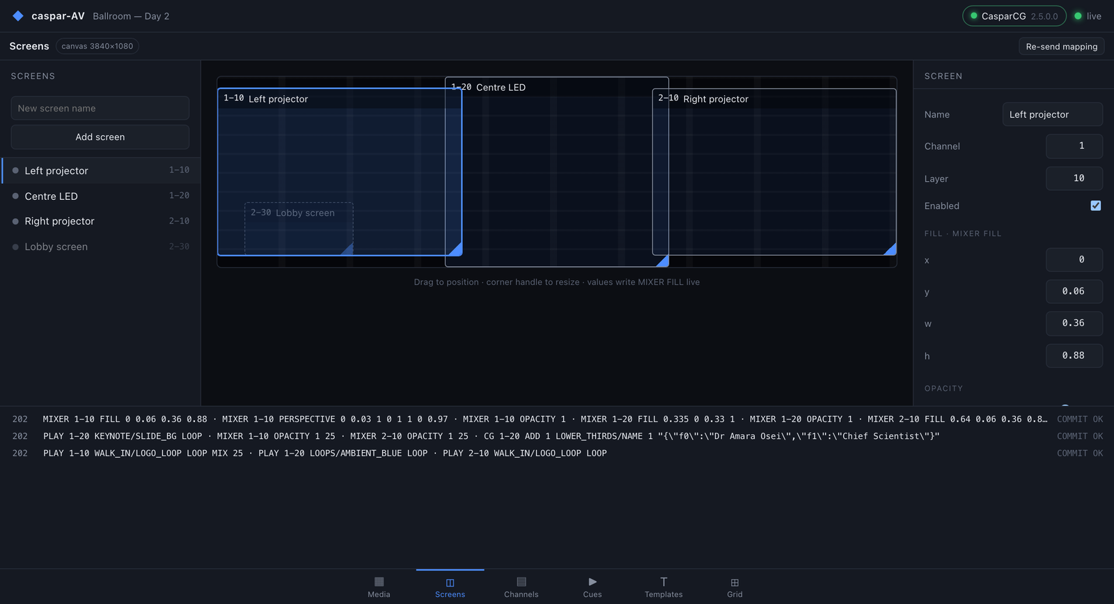 caspar-AV — CasparCG media server console
