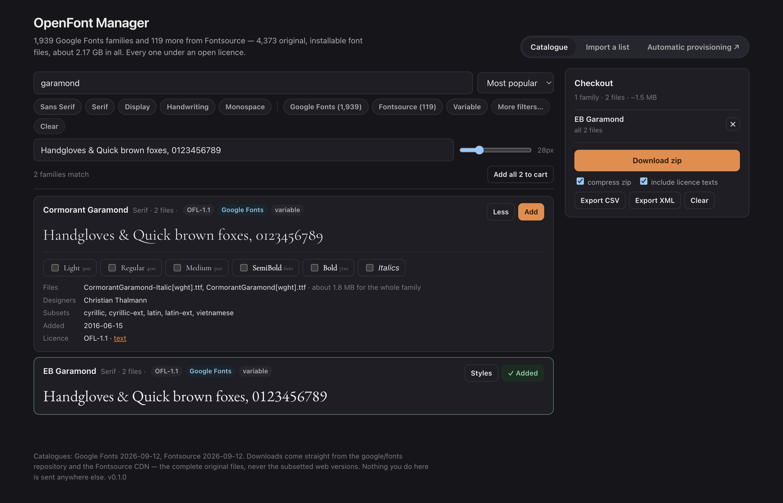 OpenFont Manager — Open fonts, previewed and installed in bulk