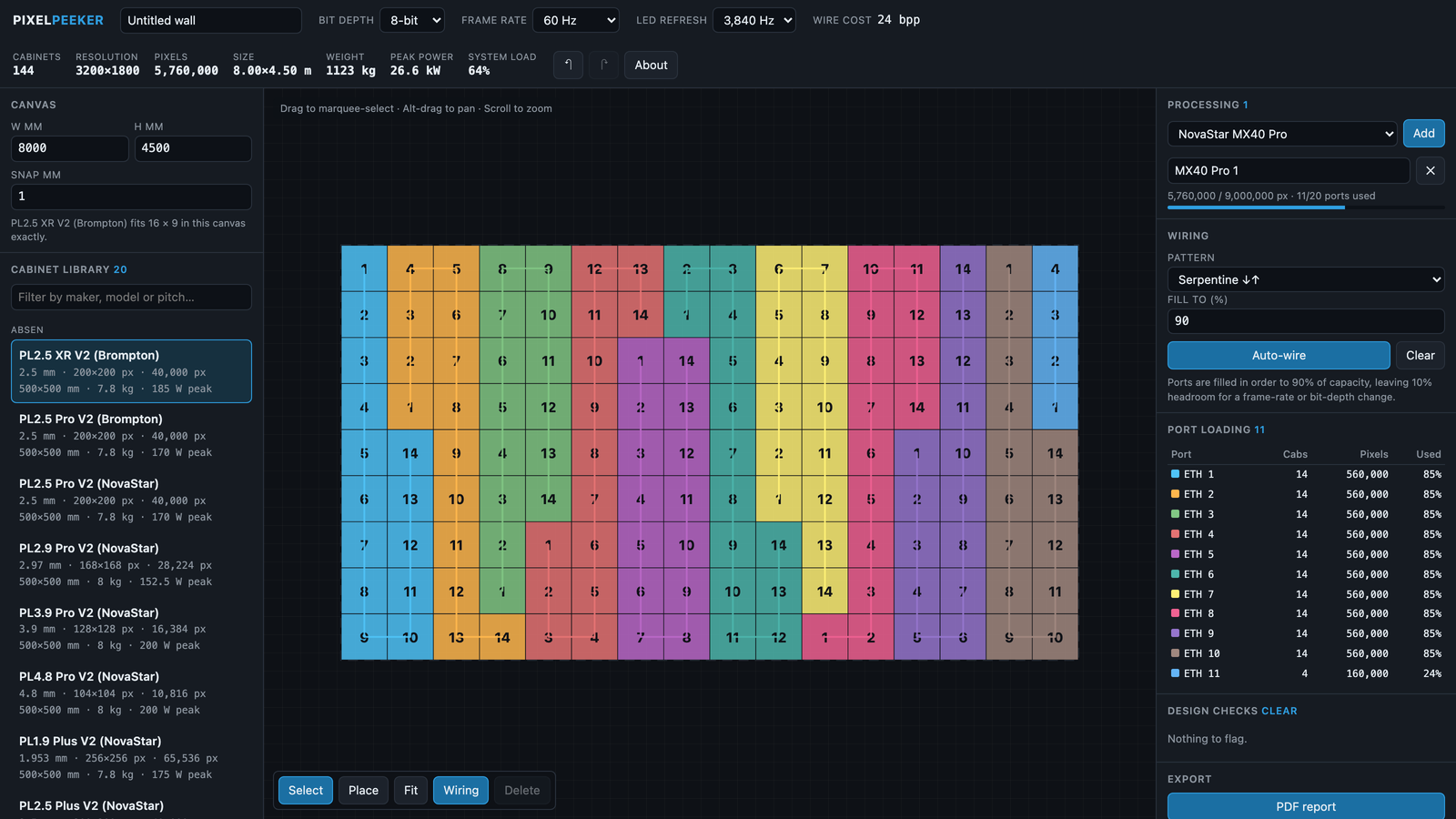 Pixel Peeker — LED wall layout and capacity