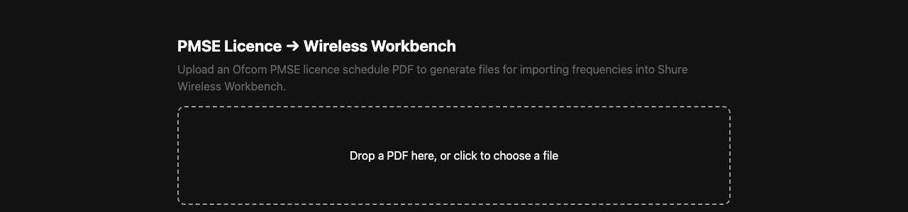 PMSE → WWB — Ofcom licence to Workbench