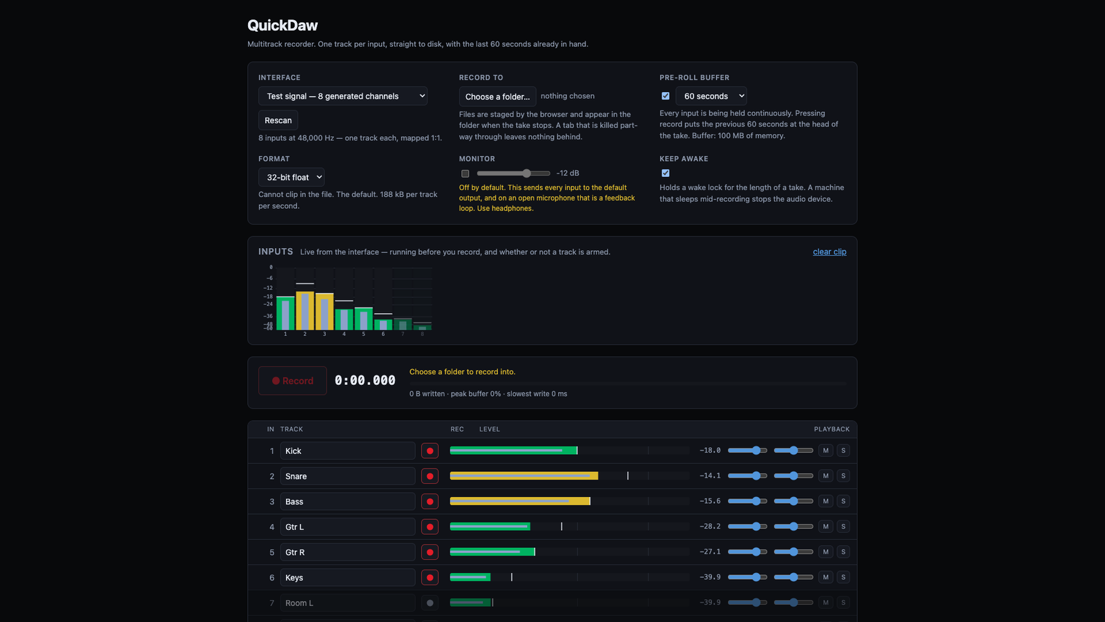 QuickDaw — Multitrack recorder with a 30-second pre-roll