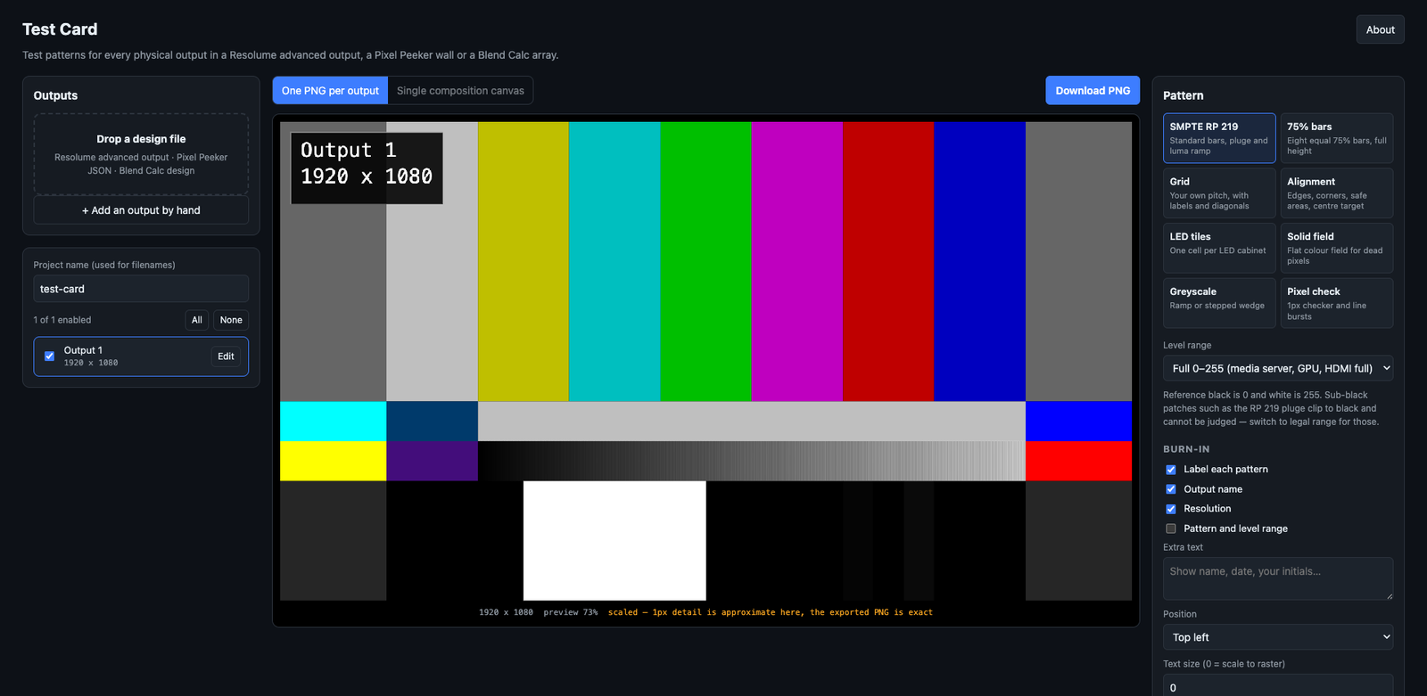 Test Card — A test pattern for every physical output