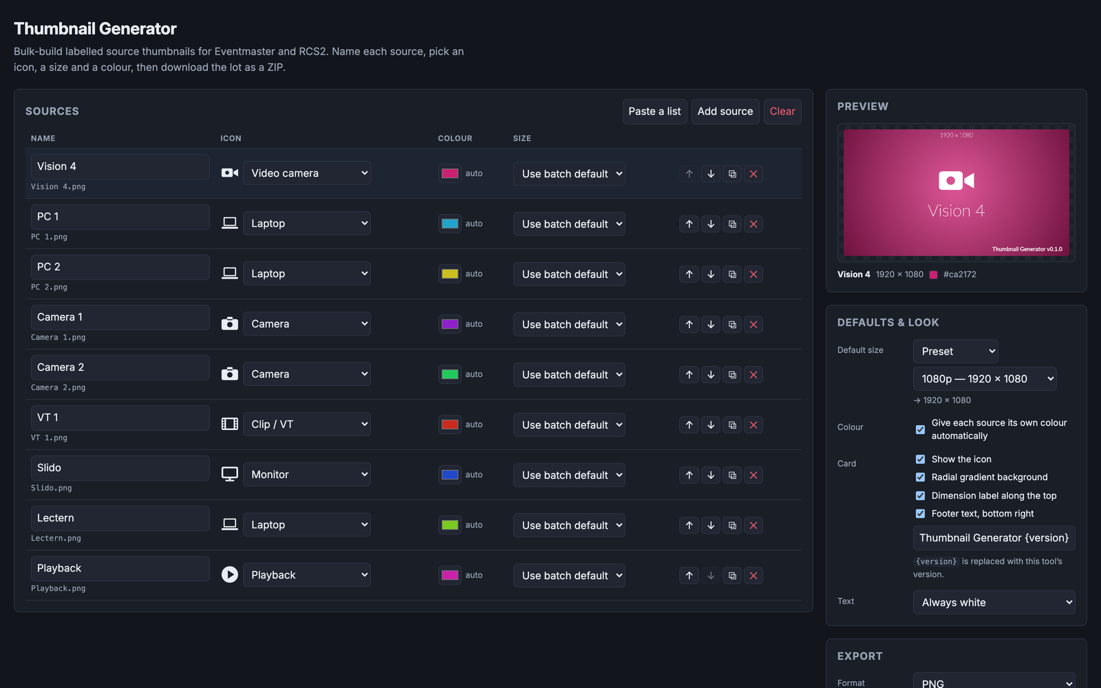 Thumbnail Generator — Source thumbnails for a whole rig, in one go