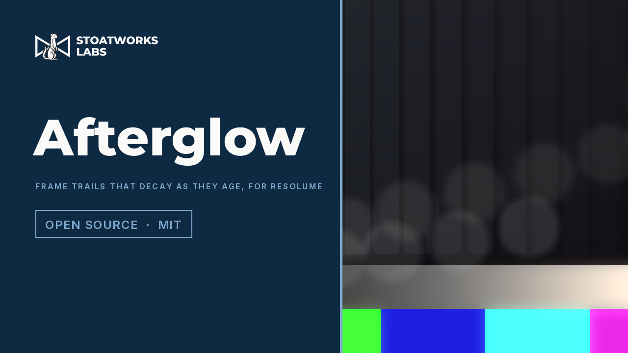 Afterglow — Frame trails that decay as they age, for Resolume