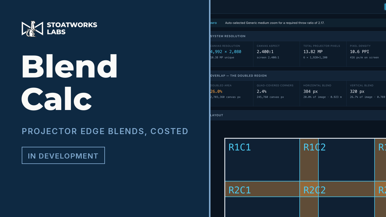 Blend Calc — Projector edge blends, and what the overlap costs
