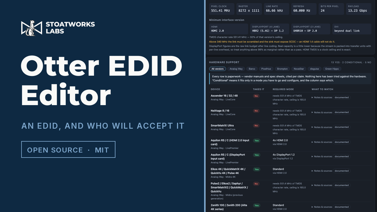 EDID Editor (beta) — An EDID, and which processors will take it