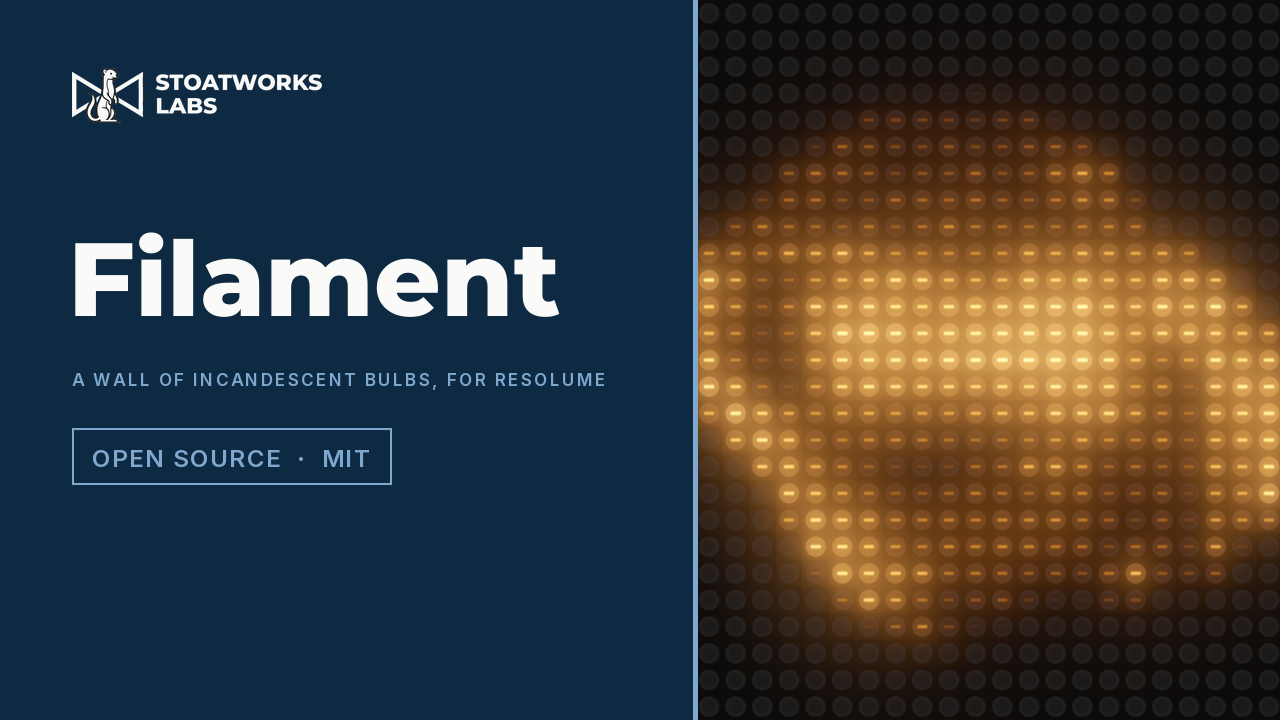 Filament — A wall of incandescent bulbs, for Resolume