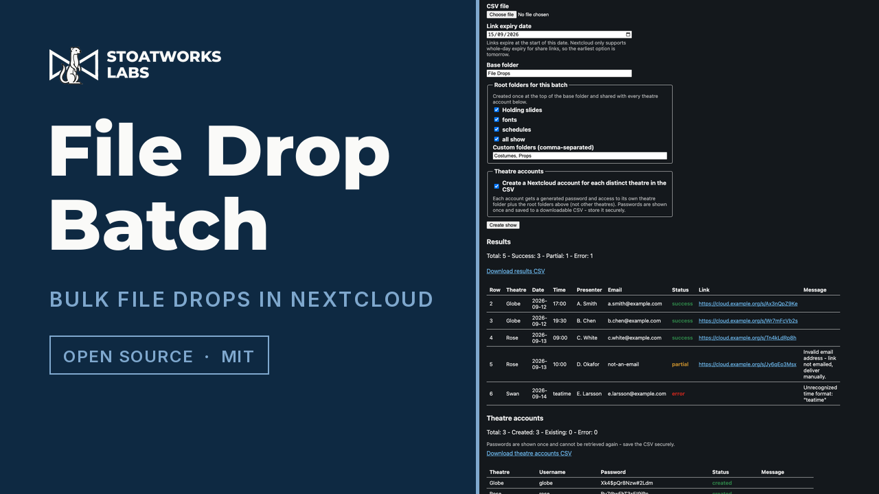 File Drop Batch — Bulk file drops in Nextcloud