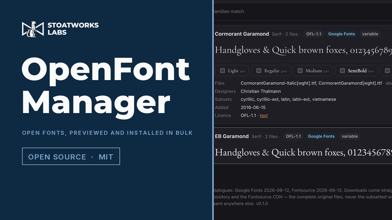 OpenFont Manager — Open fonts, previewed and installed in bulk