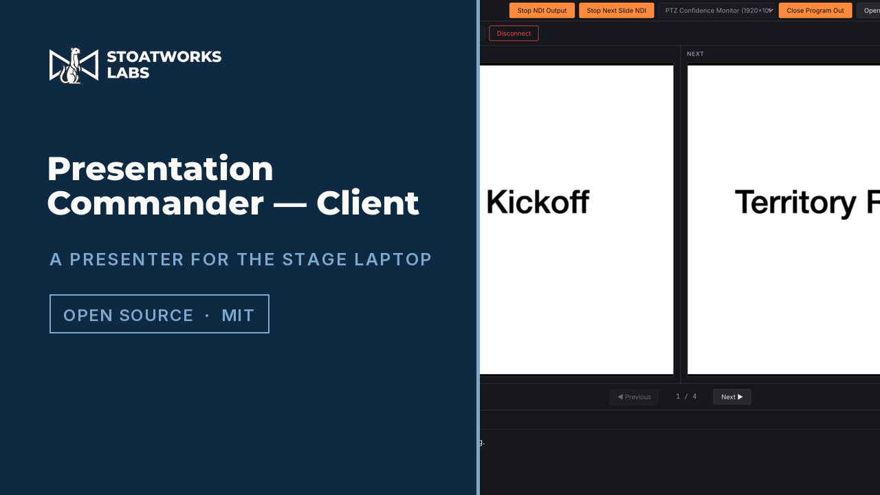 Presentation Commander — Client — A presenter for the stage laptop