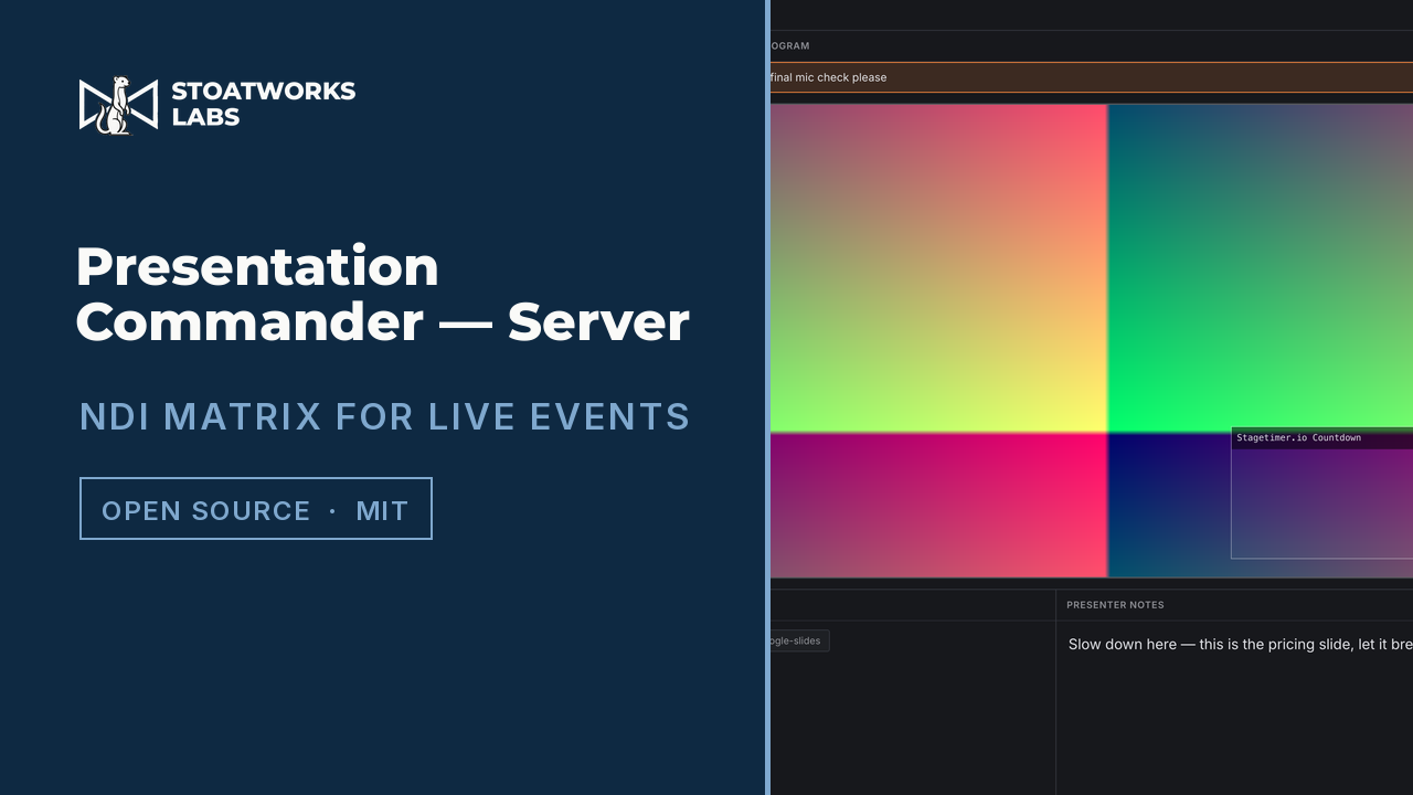 Presentation Commander — Server — NDI matrix for live events