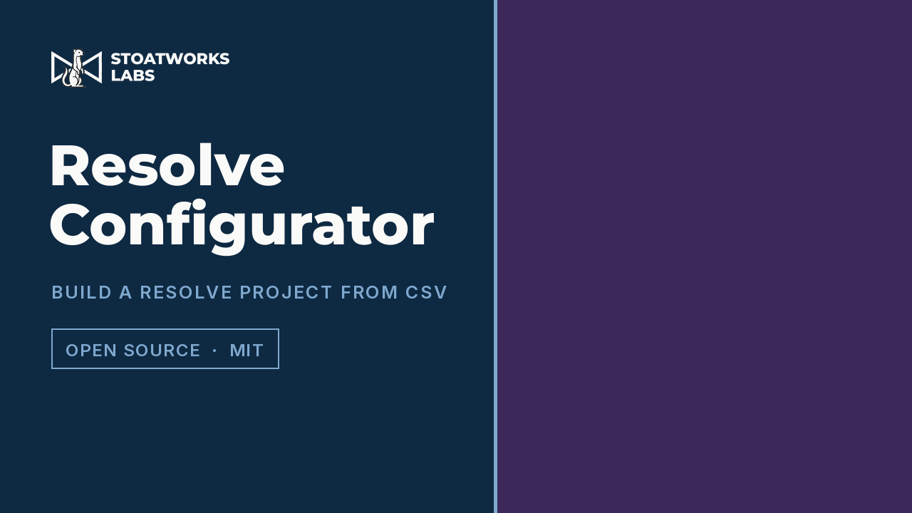 Resolve Configurator — Build a Resolve project from CSV