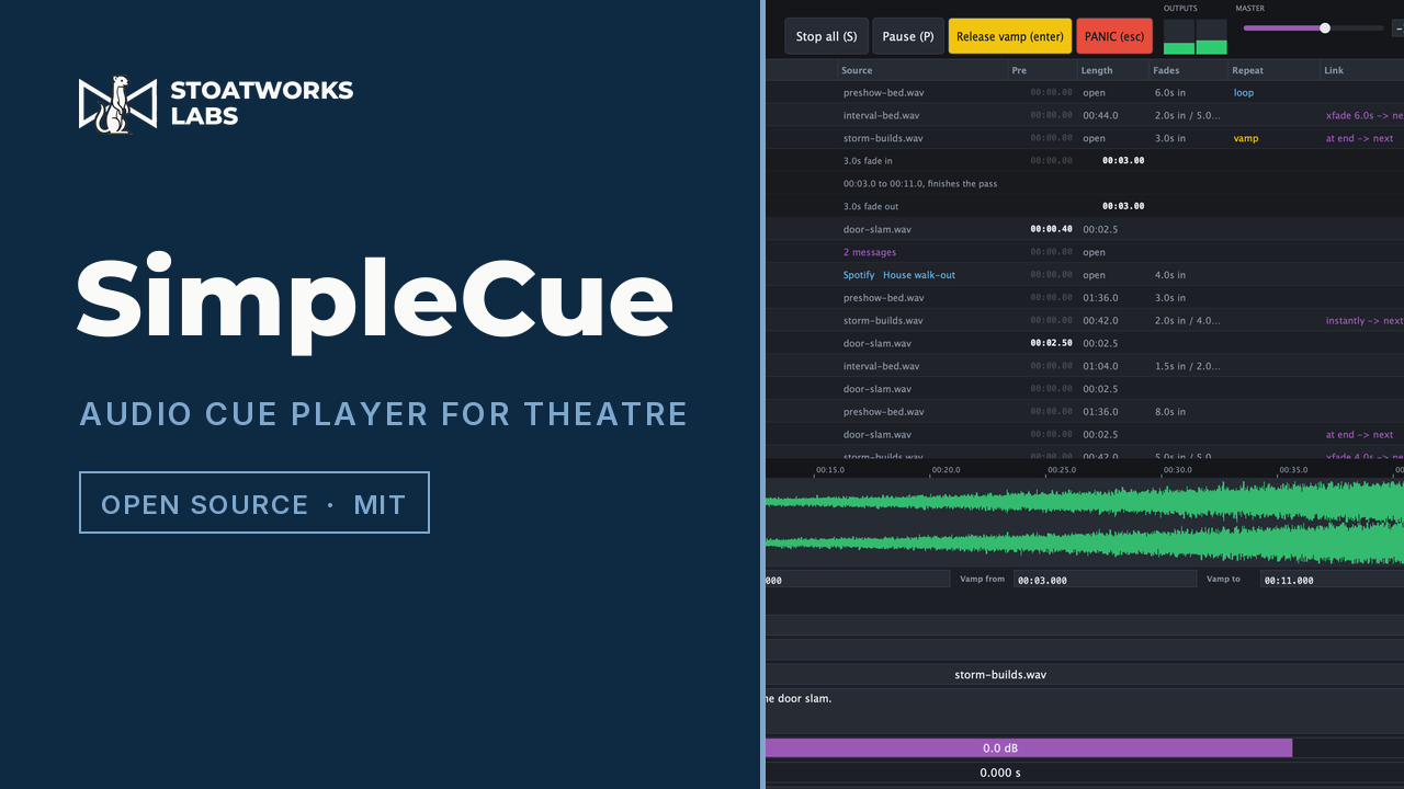 SimpleCue — Audio cue player for theatre