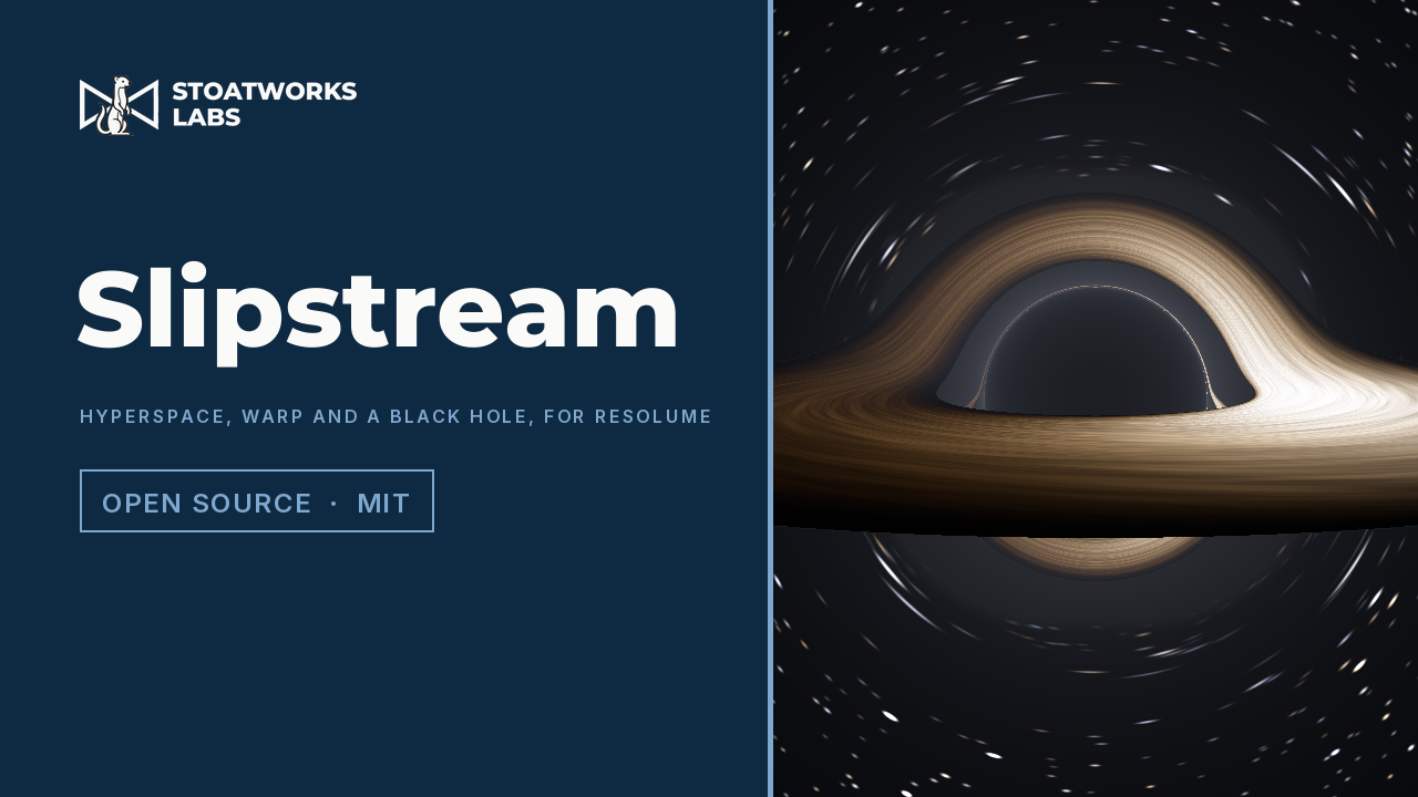 Slipstream — Hyperspace, warp and a black hole, for Resolume