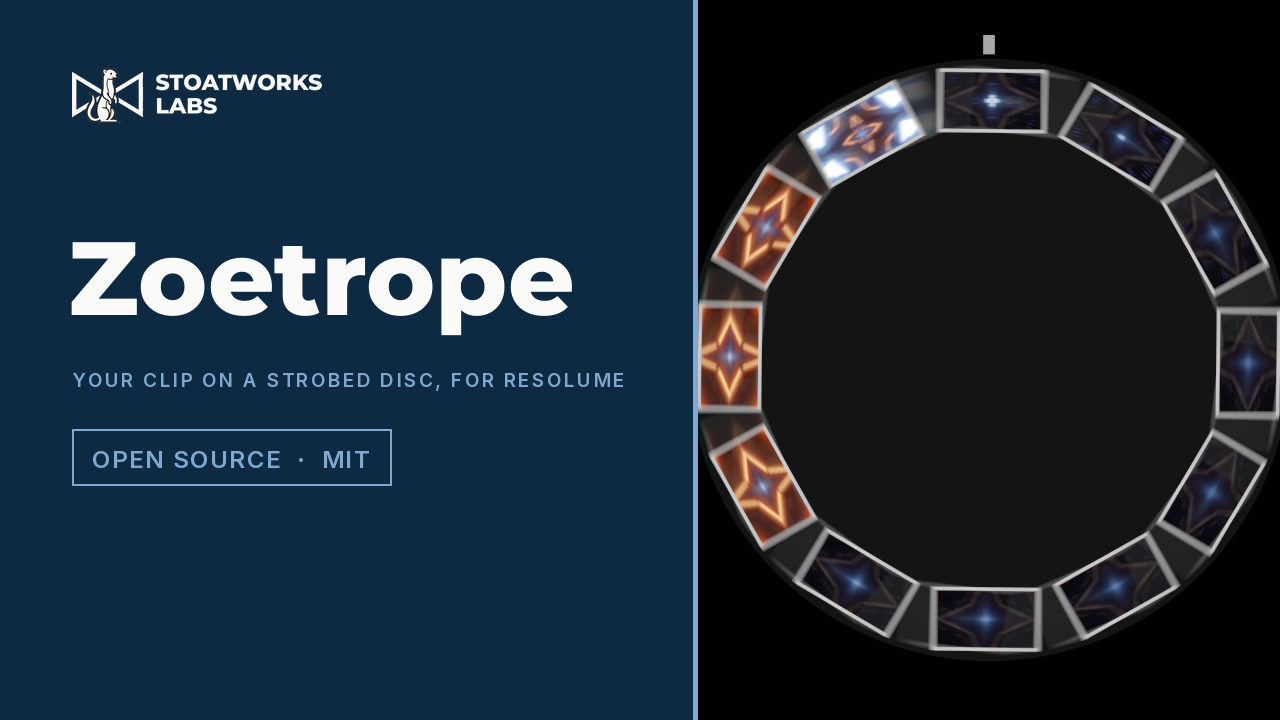 Zoetrope — Your clip on a strobed disc, for Resolume